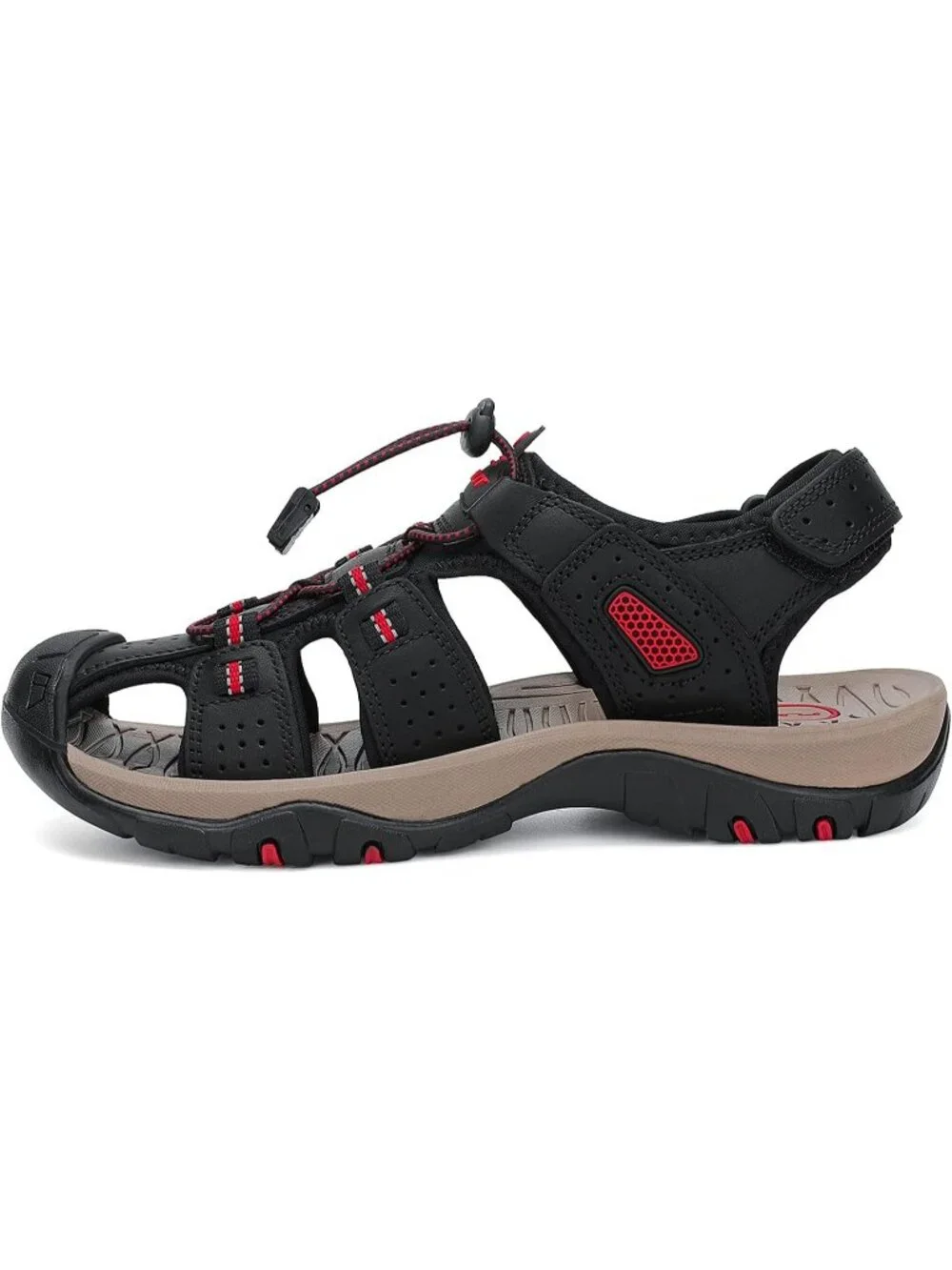 Men's Black Closed Toe Leather Athletic Outdoor Hiking Sport Casual Sandal Shoes